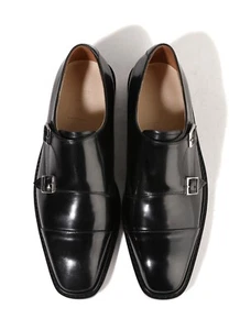 Firenze Atelier Mens Black Leather Cap Toe Double Monk Strap Oxford Dress Shoes - Picture 1 of 15