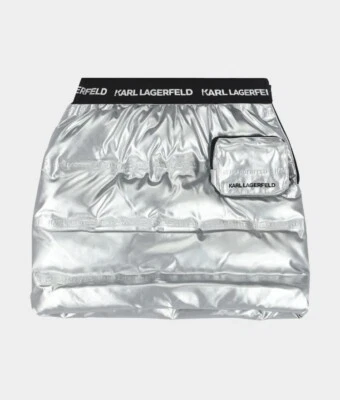 Minifalda KARL LAGERFELD KIDS Niña Pequeña 2T Acolchada Logo Plateado Como Nueva Foto 1 de 4