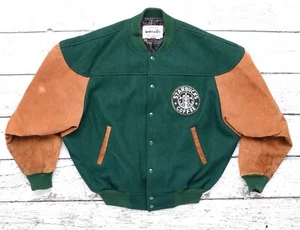 Vintage Starbucks Coffee Corporate Employee Varsity Letterman Bomber Jacket - Picture 1 of 11