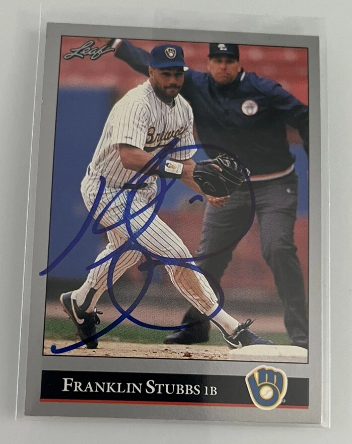 1992 Leaf Franklin Stubbs #328 Auto Autograph Signed Milwaukee Brewers - Image 1 of 2