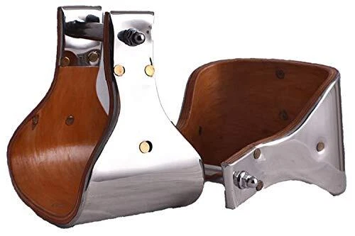 Полированные деревянные стремена Showman из нержавеющей стали с протектором 5 дюймов - Изображение 1 из 1