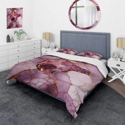 Ropa de cama abstracta Designart "Pink and gold Marble River II" Foto 1 de 4