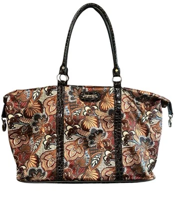Kathy Van Zeeland Oversized Glam Carry On/ Weekender Travel Bag Brown Floral - Image 1 of 4