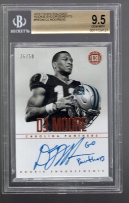 2018 Panini Encased Rookie Endorsements #REDM D.J. Moore Auto /50- BGS GemMt 9.5 - Image 1 of 2