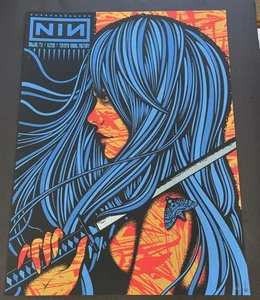 Poster Nine Inch Nails Dallas 2018 di Slater Girl con spada #103/275 18x24 - Foto 1 di 7