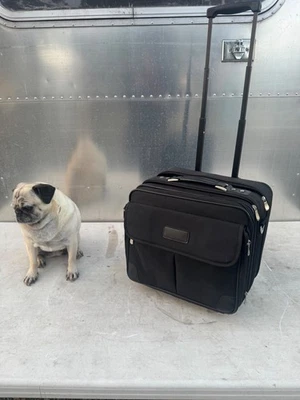 Rolling Luggage Carry On Collapsable Handle Laptop Briefcase 14"x12"x7" Black - Image 1 of 4