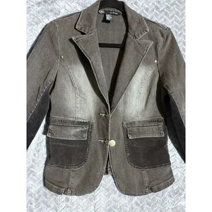 ECKO Red Y2K Retro Black Stonewash Denim and Corduroy Logo Jacket Y2K Retro Goth - Picture 1 of 9