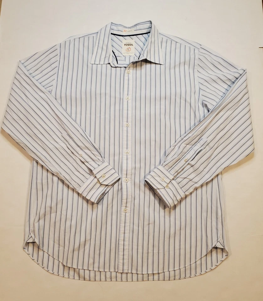 Fossil Shirt Men's XL Cotton Classic Fit Striped Button Up Casual Long Sleeve  - Image 1 of 4