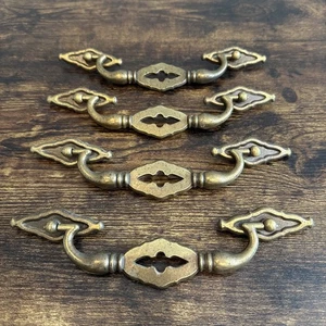 Thomasville Dresser Drawer Handles 4 MCM Pulls Brass Italian Provincial Spanish - Picture 1 of 23
