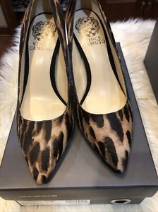 Vince Camuto Animal Print Block Heel Pumps -Candera 3 Natural / Black 5.5 - Picture 1 of 5