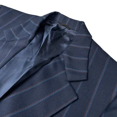 Blazer de sarga azul a rayas universitarias El Greco Gentry Shop de colección años 60 • 38R EE. UU. Foto 1 de 4