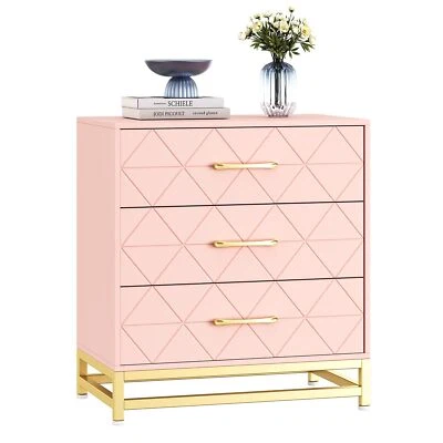 ✅Cómoda de 3 cajones para dormitorio cómoda de madera moderna con almacenamiento Foto 1 de 4