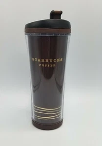 2007-2008  Starbucks 16oz brown gold plastic travel mug tall with lid - Picture 1 of 12