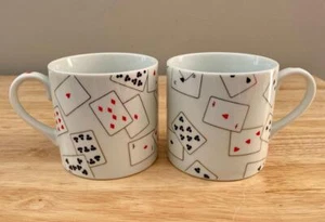 Swid Powell Donald Sultan Game Set Cards Set of 2 Porcelain Mugs - Picture 1 of 3