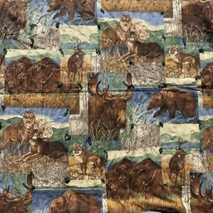Cranston Wildlife Animals Blanket Fabric Quilting Bear Wolf Buffalo 57” X 41” - Picture 1 of 9
