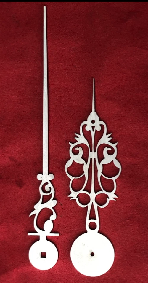 PAIR OF QUALITY 1730 ANTIQUE LONGCASE GRANDFATHER CLOCK HANDS 5.75” STEEL REPRO - Image 1 of 3