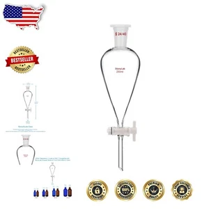 Efficient 250ml Borosilicate Glass Separatory Funnel with Precise PTFE Stopcock - Picture 1 of 11