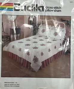 Bucilla Stamped Cross Stitch SWEETHEART ROSE Quilt Pillow Sham Kit 49873 - Picture 1 of 3