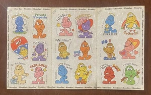 Vintage 1984 Moodies Stickers One Tri-Fold Sheet Of 18 Stickers - Wendy’s - Kent - Picture 1 of 5