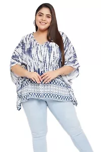 Women Casual Tops Rayon Tunics Beach Cover Up Loose Blouses Short Kaftan Gift - Picture 1 of 7