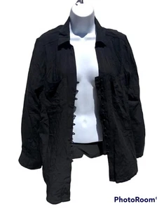 Women's Velvet Heart Size Small 100% Rayon 3/4" Sleeve Black Button Blouse - Picture 1 of 6