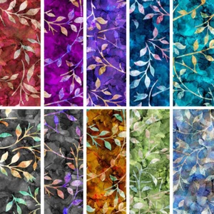 100% Cotton Digital Fabric Batik Trail Autumn Leaves Forest Crafty 140cm Wide - Picture 1 of 11