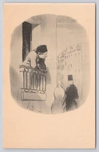 Lithographie von Honore Daumier Ich war einmal jung Zeichnung Postkarte - Bild 1 von 2