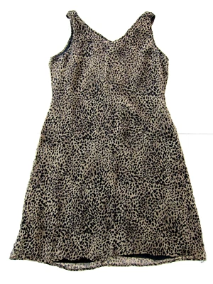 Vestido túnica recto sin mangas Calvin Klein 100 % seda marrón negro estampado de guepardo 14 Foto 1 de 4