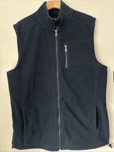 Croft Barrow Mens Size L Fleece Vest Body Warmer Zip Up Pockets Navy Blue - Picture 1 of 6