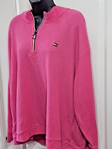 ✨ Tommy Hilfiger Pink Plus Size Quarter-Zip Sweatshirt 3X Women's Top Pullover ✨ - Picture 1 of 11