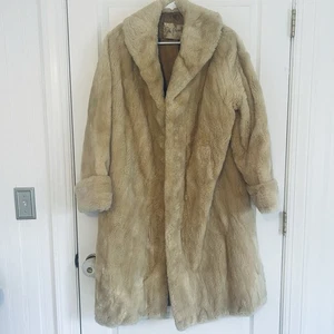 John Wanamaker Sheepskin Coat Long 2 pocket Lined floral satin  - Picture 1 of 12