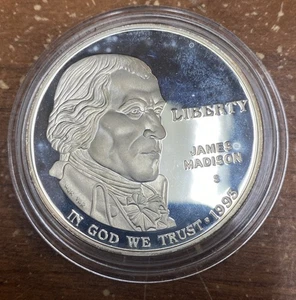 Moneta da un dollaro commemorativa in argento 1993-S Proof James Madison - Foto 1 di 2