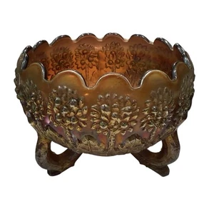 Fenton Amethyst Carnival Glass Rose Bowl in the Orange Tree Pattern - Picture 1 of 6