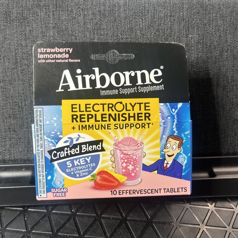 Tabletas efervescentes en el aire - Reponedor de electrolitos Fresa Limonada 10 ct Foto 1 de 4