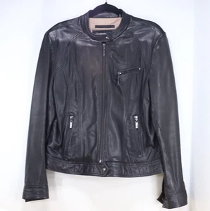 Andrew MARC NEW YORK Men's L Black Leather Bomber JACKET, Zips & Snaps, EXC! - Bild 1 von 8