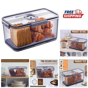 Airtight Bread Box Plastic 6L Time Recorder Kitchen Storage Container Grey - Picture 1 of 8