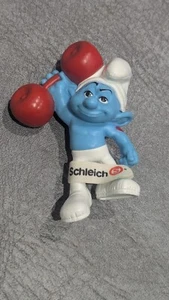 New Vintage Schleich Weightlifter Smurf Figure Smurf The Smurfs Figurine - Picture 1 of 5