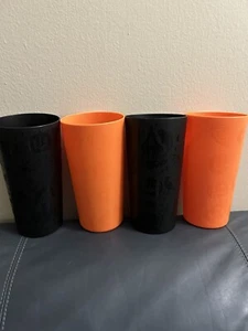 Vaso Mainstays 26oz negro edición Halloween tazas grabadas de plástico NUEVO 4 piezas - Imagen 1 de 11