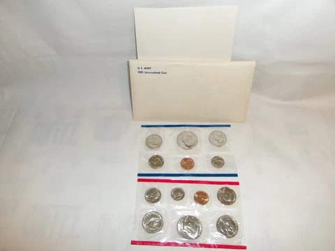 1981 US coin proof set, D and P mints, OGP, Susan B. Anthony Cover