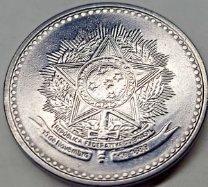 1988 - BRAZIL - FIVE 5 CRUZADO COIN UNC MINT - BU - KM#606 - 25mm - Picture 1 of 3