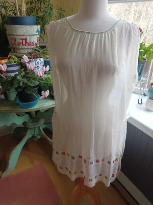 Antique Vintage Edwardian Victorian Flapper Overdress Blouse Tunic Top Voile XL - Image 1 of 4