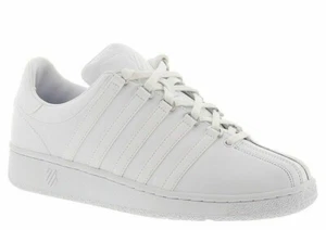 Men New K-Swiss Classic VN Leather Shoes 07321-101 White White 100% Original - Picture 1 of 5