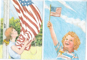 2 Unposted American Flag Postcards, Patriotic Sayings, United States Patriots - Picture 1 of 2