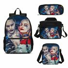Joker Harley Quinn Student Backpack School Bag Lunch Bag Crossbody Pen Case 4PCS