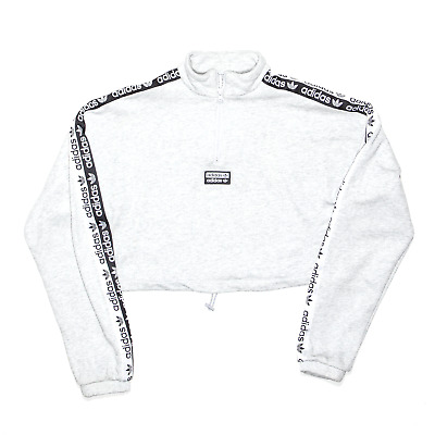 ADIDAS Cropped Grey Regular 1/4 Zip Sweatshirt Womens XS • 26.40€