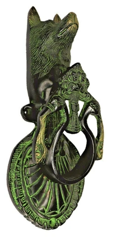 Fox Dog Wolf Design Vintage Antique Style Door Knocker Handmade Brass Door Bell Cover