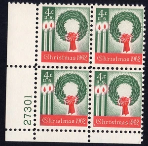 Scott #1205 Christmas Wreath Plate Block of 4 Stamps - MNH P#27301 - Picture 1 of 1