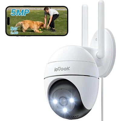ieGeek 5MP Telecamera WiFi Esterno Videocamera Visione Notturna Colori 360° PTZ - Immagine 1 di 4