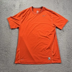 Nike Shirt Mens XL Orange Short Sleeve Pro Combat Fitted Gym Training Workout - Picture 1 of 10