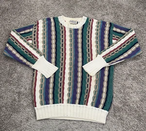 Vintage Cotton Traders Sweater Mens Large Textured 3D Knit Grandpa Cosby Biggie - Picture 1 of 12